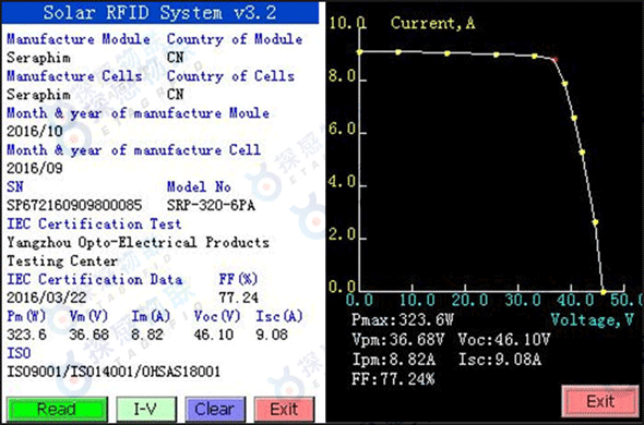 探感物联光伏组件追溯系统IV曲线图