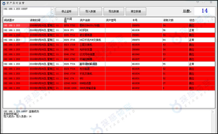 探感物联RFID资产实时监管系统界面图